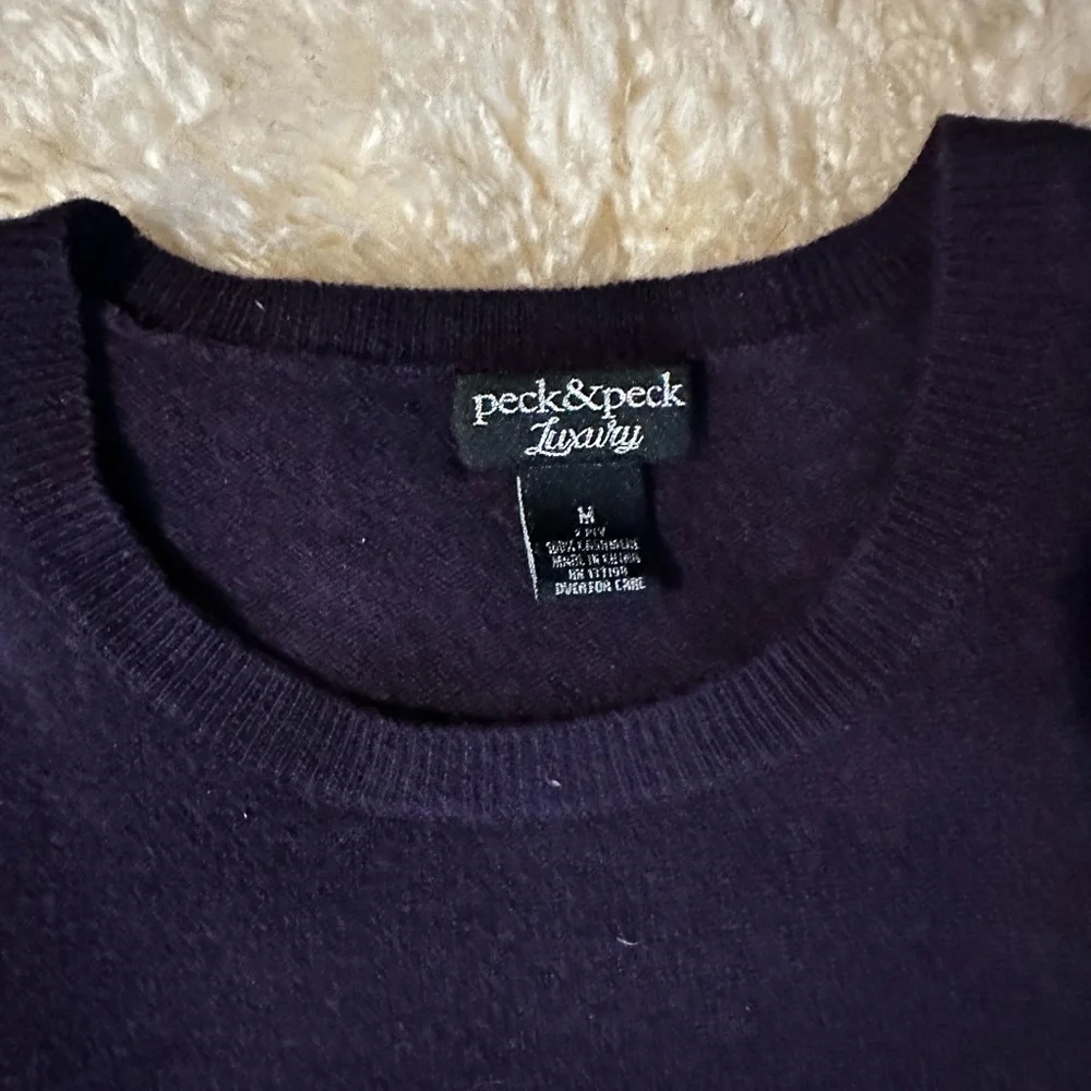 Peck & Peck luxury Dark Plum Cold-Shoulder Sweater - Picture 2 of 5